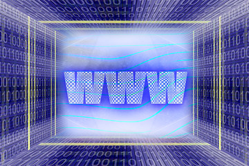 Image showing Global Information technology, binary code tunnel. Internet/web concept