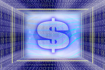 Image showing Global Information technology, binary code tunnel. Digital Money concept