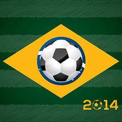 Image showing Soccer ball and brasil flag