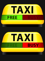 Image showing Taxi sign with free and busy lights