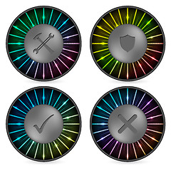 Image showing Rainbow button set with various icons