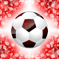 Image showing Soccer ball poster with red background