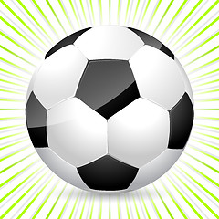 Image showing Classic soccer ball with bursting background