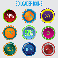 Image showing 3d loader icon set of 9