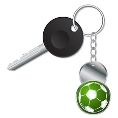 Image showing Black key with metallic soccer ball keyholder