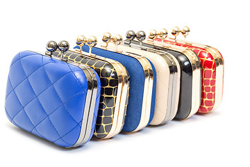 Image showing Set of fashionable female handbags