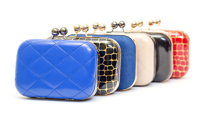 Image showing Set of fashionable female handbags