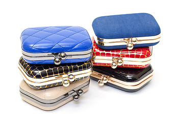 Image showing Set of fashionable female handbags