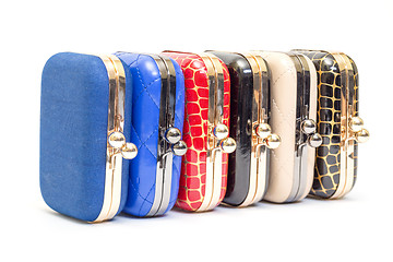 Image showing Set of fashionable female handbags