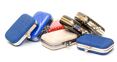 Image showing Set of fashionable female handbags