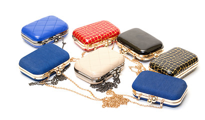 Image showing Set of fashionable female handbags