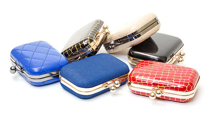Image showing Set of fashionable female handbags