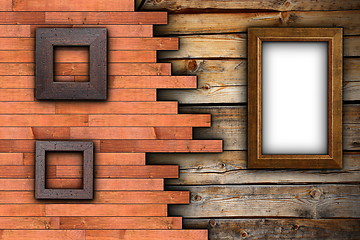 Image showing abstract wood backdrop with frames