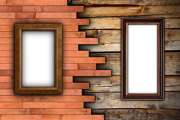 Image showing interesting wood wall with frames