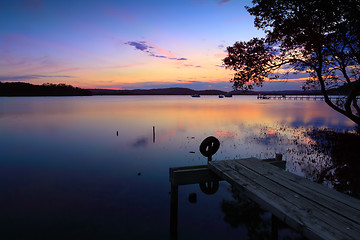 Image showing Sunset reflections Kincumber, Australia