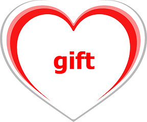 Image showing holiday concept, gift word on love heart