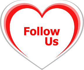 Image showing marketing concept, follow us word on love heart