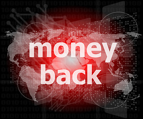 Image showing words money back on digital screen, business concept