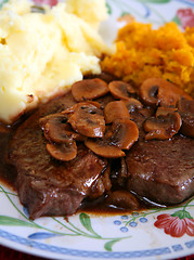 Image showing Steak mushroom meal