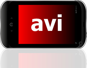 Image showing Web development concept: smartphone with word avi on display