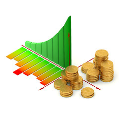 Image showing Chart and golden coins