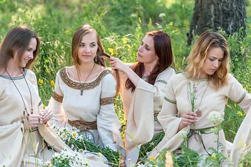 Image showing Beautiful women relaxing on nature