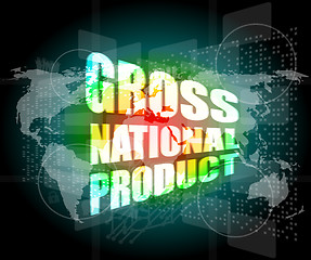 Image showing gross national product word on digital touch screen