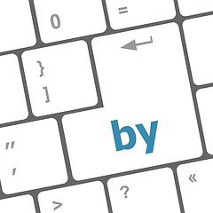 Image showing by word on computer keyboard key