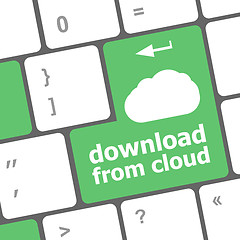 Image showing download from cloud, computer keyboard for cloud computing