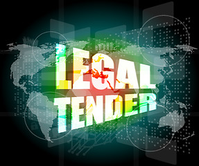 Image showing touch screen interface with legal tender words