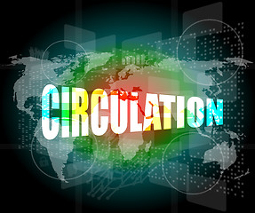 Image showing circulation word on digital touch screen