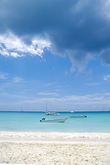 Image showing Boats and exotic beach