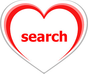 Image showing internet concept, search word on love heart