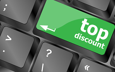 Image showing top discount concept sign on computer key