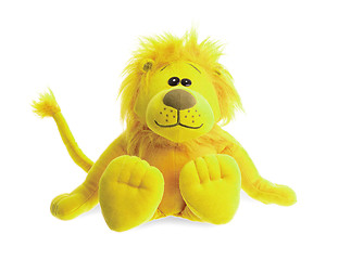 Image showing Stuffed animal lion sitting