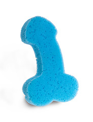 Image showing Blue sponge in the form of a penis