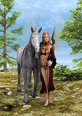 Image showing Fairy and Unicorn
