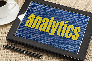 Image showing digital tablet with analytics word