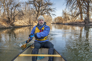 Image showing canoe paddling on Poudre River