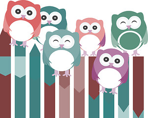 Image showing set of owls with different expressions