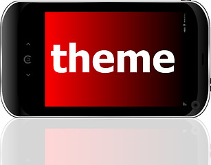Image showing theme word on smart mobile phone, business concept