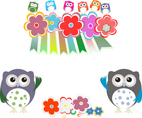Image showing sweet owls, flowers