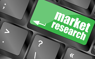 Image showing market research word button on keyboard, business concept