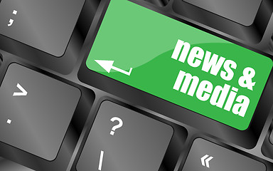 Image showing Computer keyboard with news and media key. business concept