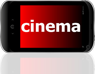 Image showing Web development concept: smartphone with word cinema on display