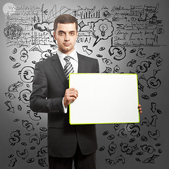 Image showing Business Man with Empty Write Board