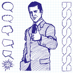 Image showing Sketch Business Man Shows Well Done