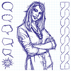 Image showing Sketch Business Woman With Crossed Hands