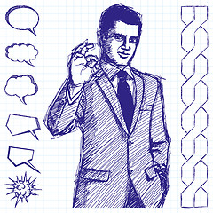 Image showing Sketch Businessman In Suit Shows OK
