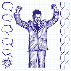 Image showing Sketch Businessman With Hands Up